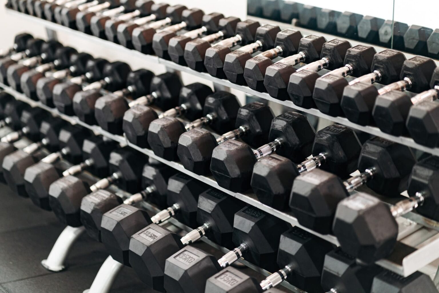 manubri professionali nella sala pesi di Happy Fitness Pretoro